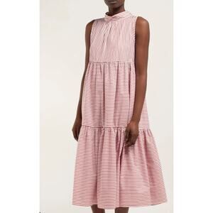 NWT Asceno 100% Cotton Midi Dress in Red Stripe size L